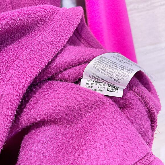 Columbia Three Lakes Colorblock Fleece Pullover Pink Purple 1/4 Snap Womens XS - Picture 8 of 8